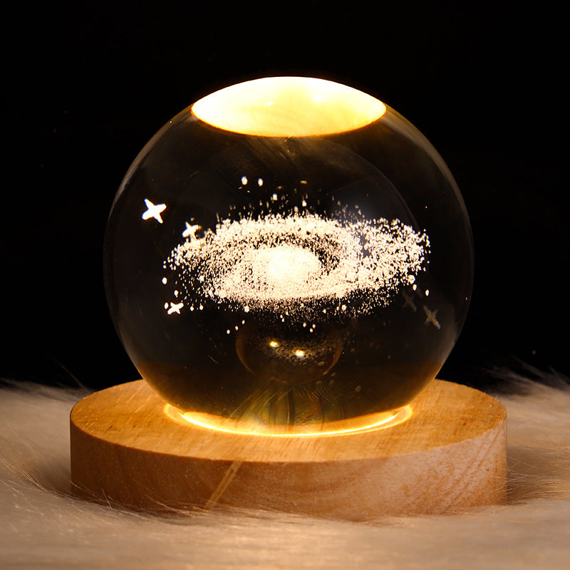 Moon Crystal Ball - 3D Crystal Ball Night Light – Luminous Starry Sky & Planets Projection moon Lamp