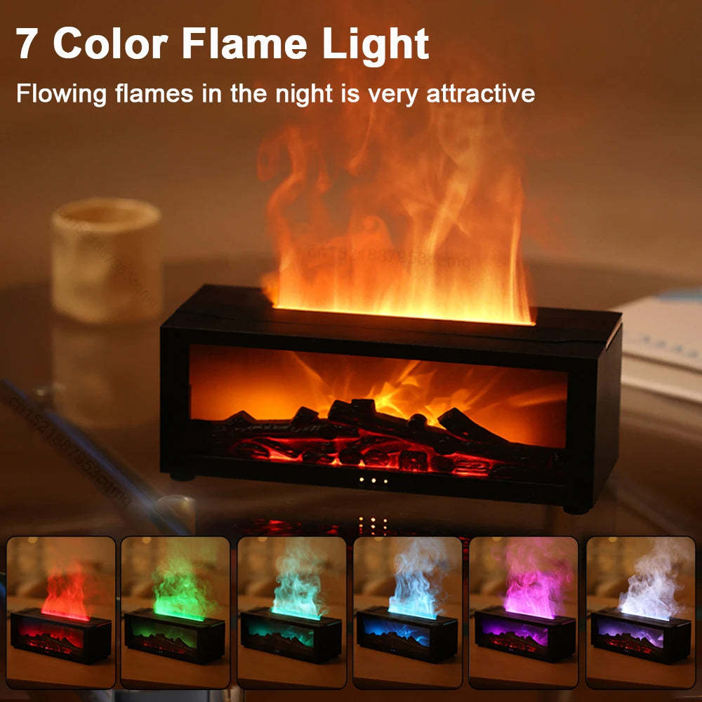 New Flame Aromatherapy Machine  3D Flame Essential Oil Diffuser & Humidifier - LED Color Changing Aroma Diffuser Cozy Fireplace Effect