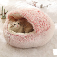 2 in 1 Round Plush Pet Bed for Cats & Dogs – Ultra Soft, Warm, and Cozy Winter Sleeping House