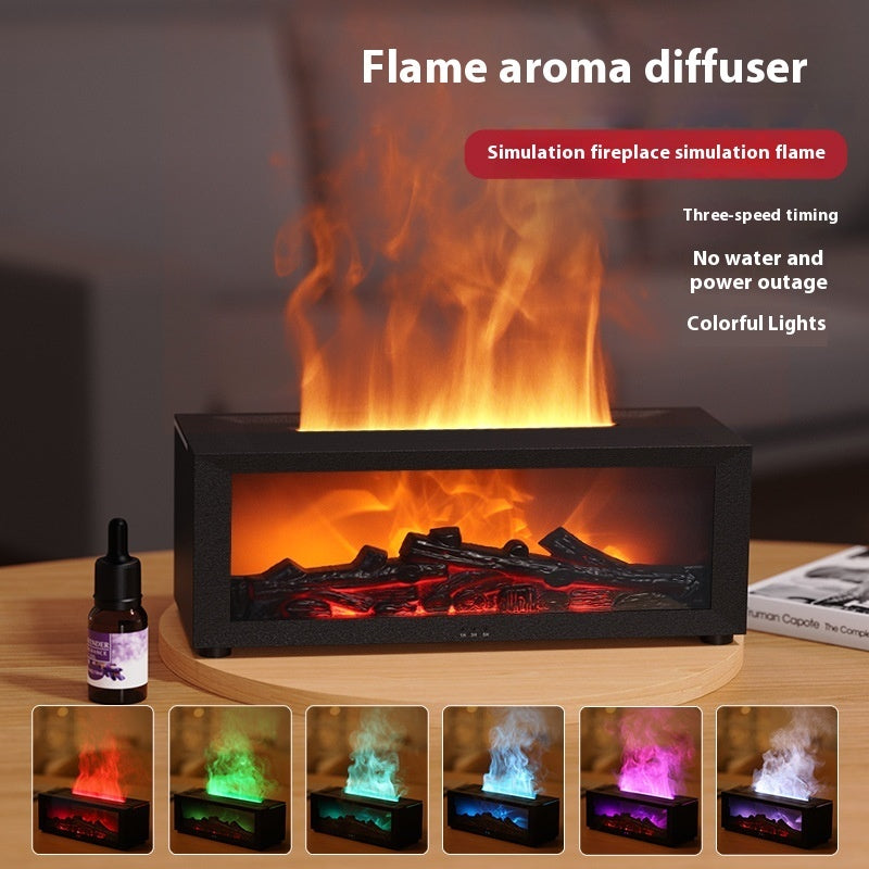 New Flame Aromatherapy Machine  3D Flame Essential Oil Diffuser & Humidifier - LED Color Changing Aroma Diffuser Cozy Fireplace Effect