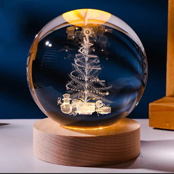 Moon Crystal Ball - 3D Crystal Ball Night Light – Luminous Starry Sky & Planets Projection moon Lamp