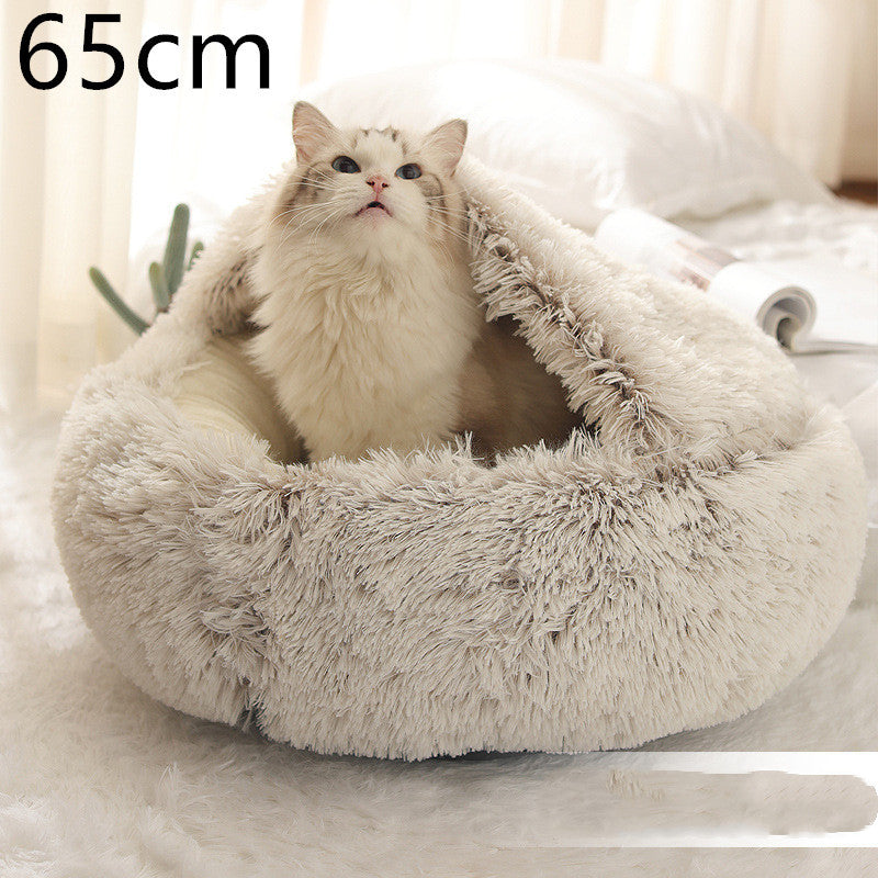 2 in 1 Round Plush Pet Bed for Cats & Dogs – Ultra Soft, Warm, and Cozy Winter Sleeping House