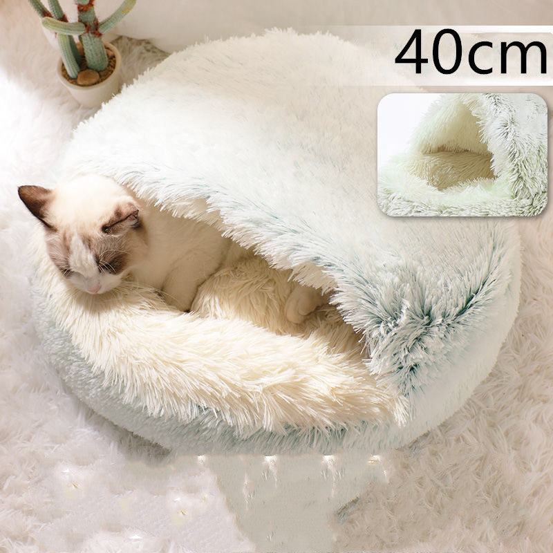 2 in 1 Round Plush Pet Bed for Cats & Dogs – Ultra Soft, Warm, and Cozy Winter Sleeping House