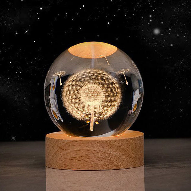 Moon Crystal Ball - 3D Crystal Ball Night Light – Luminous Starry Sky & Planets Projection moon Lamp