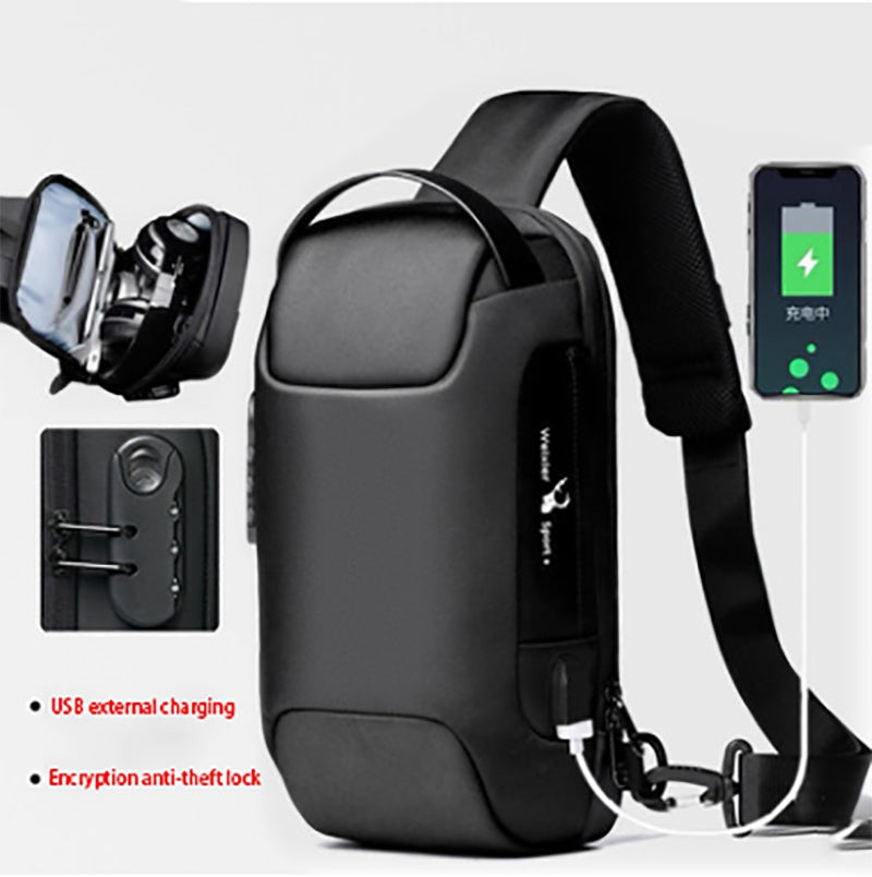 Waterproof USB Anti-Theft Oxford Crossbody Shoulder Bag – Multifunctional Sling Backpack for Men