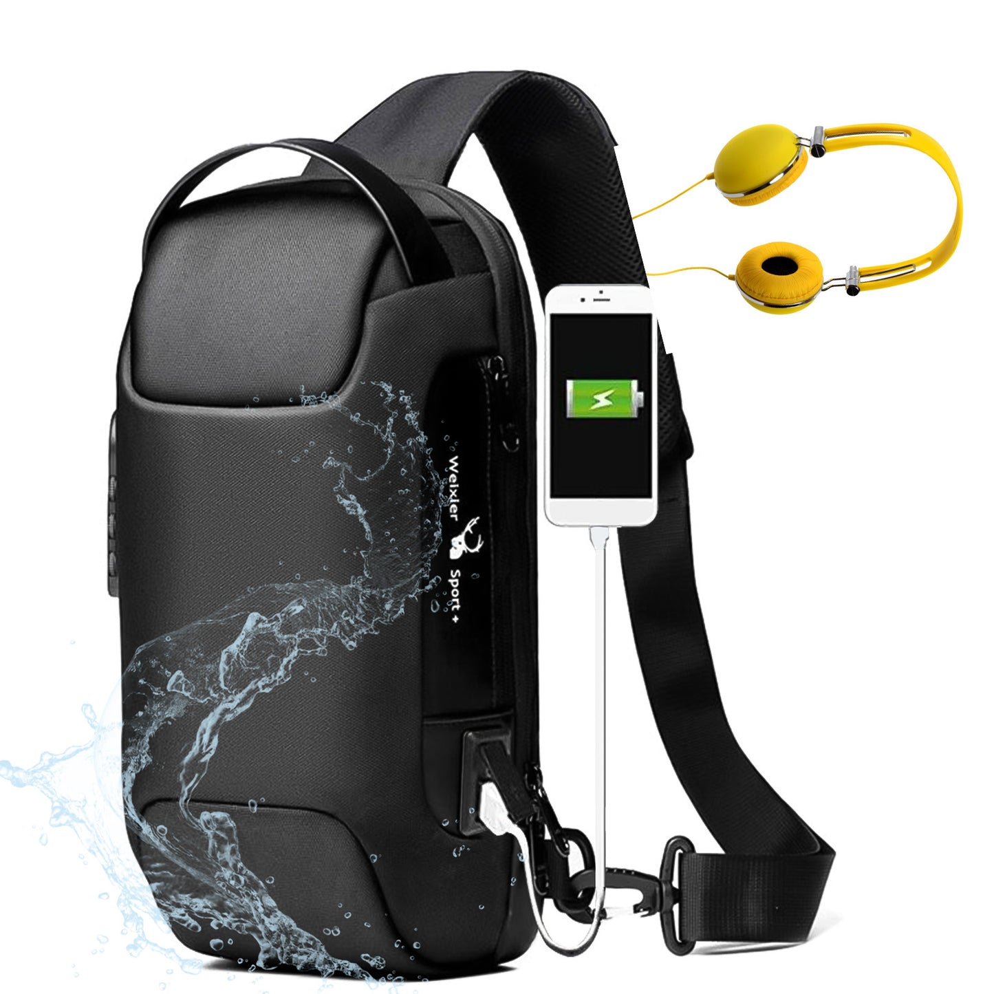 Waterproof USB Anti-Theft Oxford Crossbody Shoulder Bag – Multifunctional Sling Backpack for Men