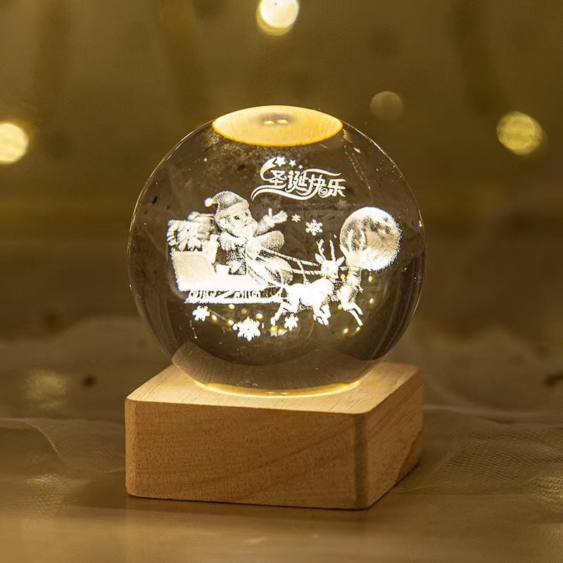 Moon Crystal Ball - 3D Crystal Ball Night Light – Luminous Starry Sky & Planets Projection moon Lamp