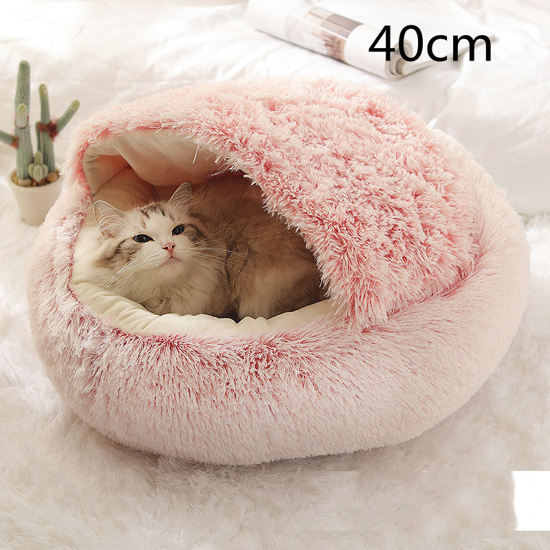 2 in 1 Round Plush Pet Bed for Cats & Dogs – Ultra Soft, Warm, and Cozy Winter Sleeping House