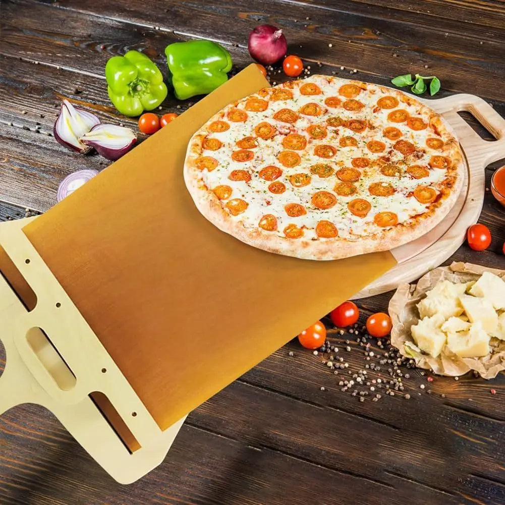 Kitchen Gadgets Sliding Pizza Shovel Non Stick Pizza - Premium Non Stick Sliding Pizza Peel - Smooth Transfer Cutting Board for Baking