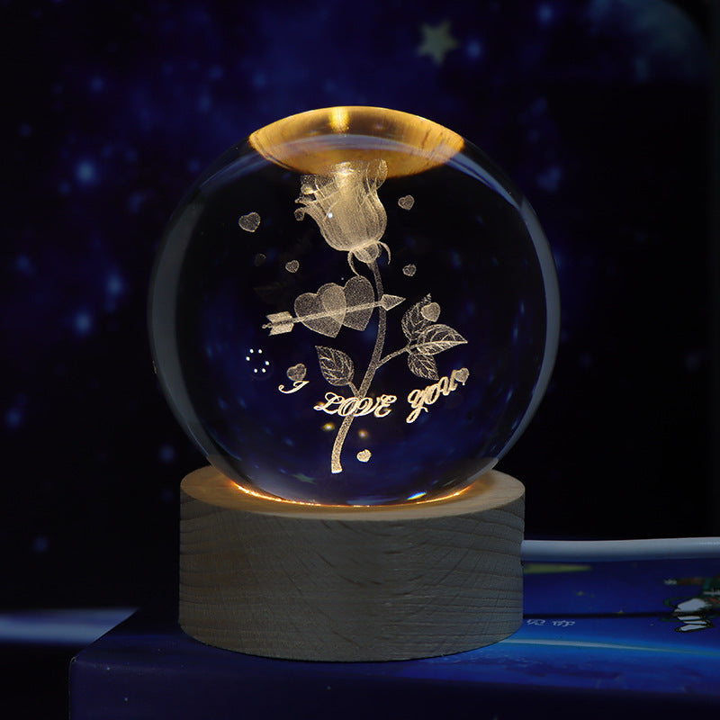 Moon Crystal Ball - 3D Crystal Ball Night Light – Luminous Starry Sky & Planets Projection moon Lamp