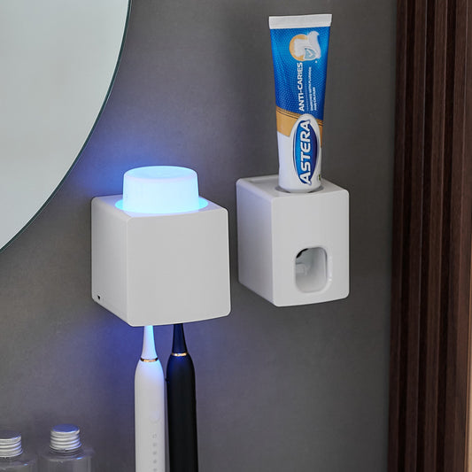 Toothbrush Holder - Smart Toothbrush Sterilizer -Smart UV Toothbrush Sterilizer & Holder with Automatic Toothpaste Dispenser