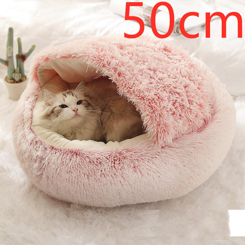 2 in 1 Round Plush Pet Bed for Cats & Dogs – Ultra Soft, Warm, and Cozy Winter Sleeping House