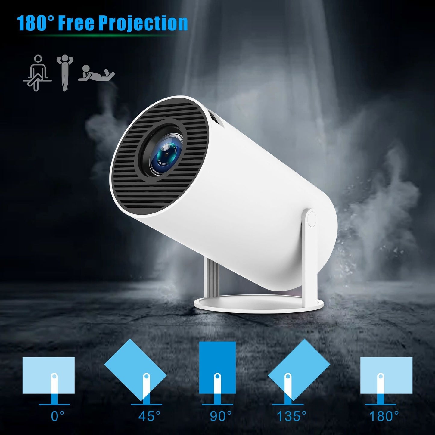 Portable Small Projector - HY300 Pro Portable Projector Smart Home Theater with 4K Support, Wi Fi 6 & Bluetooth 5.0