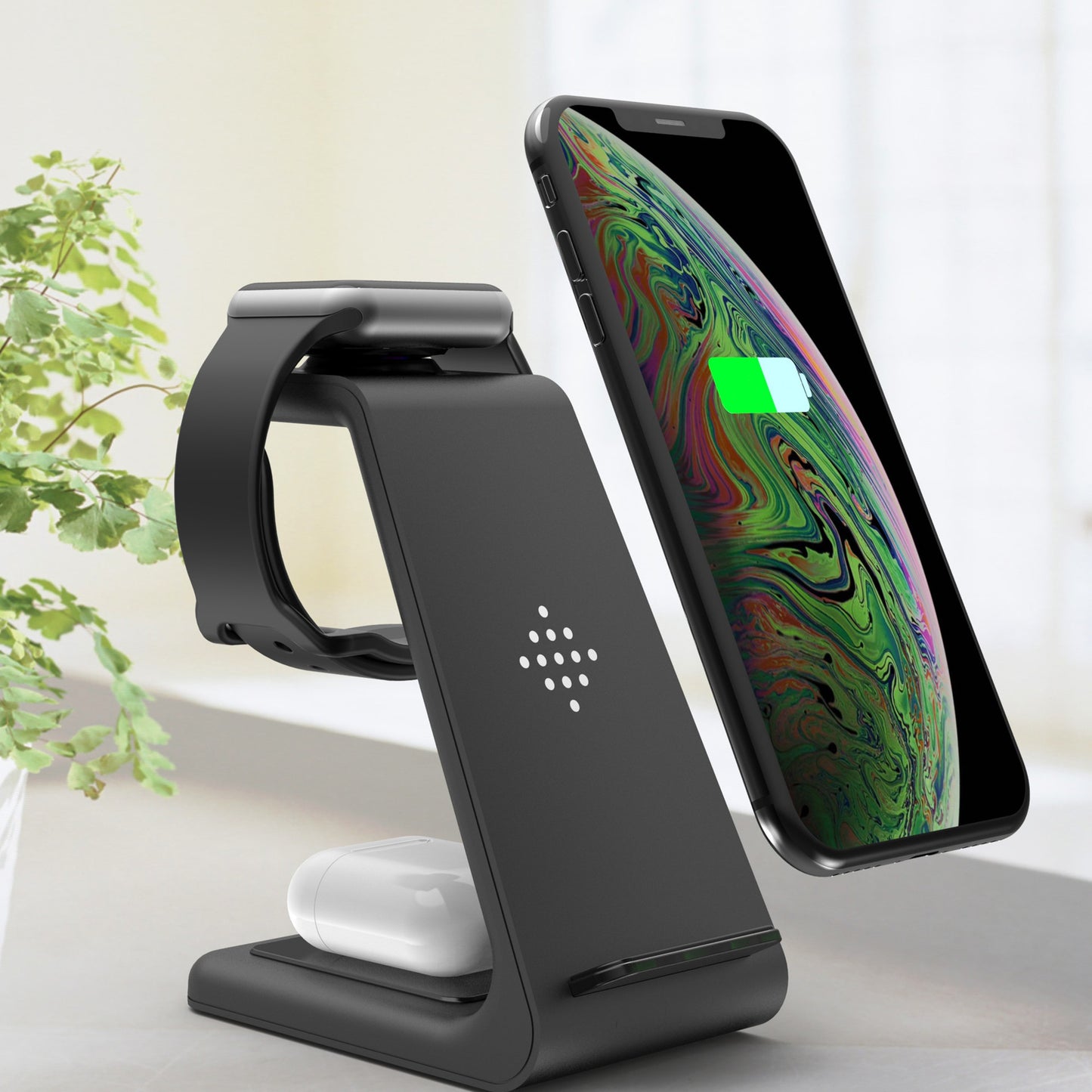 3 in1 Wireless Fast Charging Station Wireless Charger Stand Wireless Quick Charge Dock– Multi-Device Stand for Phone, Watch & Earbuds