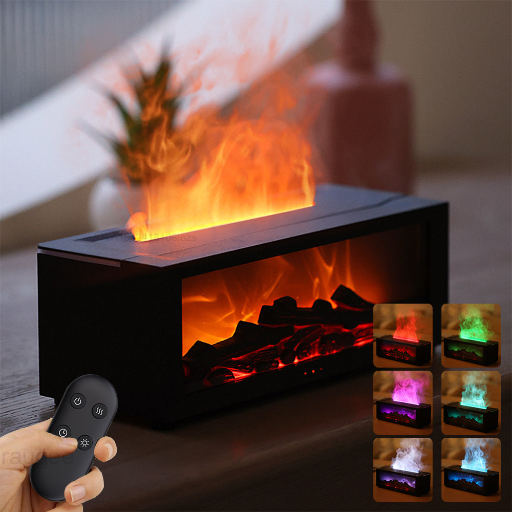 New Flame Aromatherapy Machine  3D Flame Essential Oil Diffuser & Humidifier - LED Color Changing Aroma Diffuser Cozy Fireplace Effect