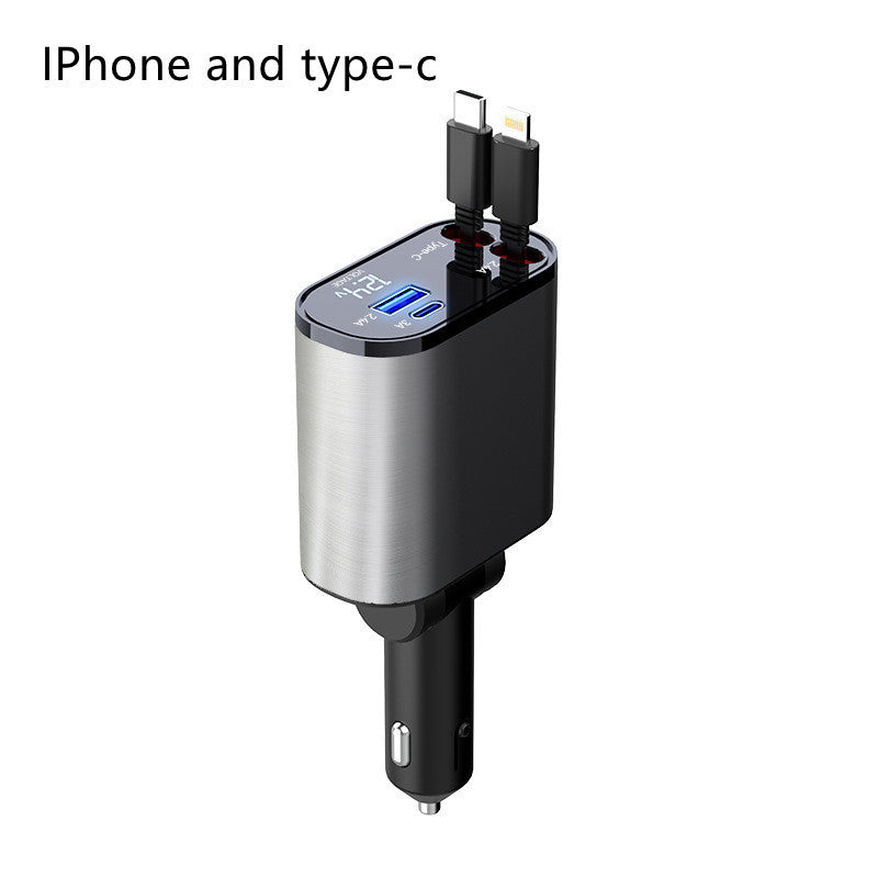 Metal Car Charger 100W – Super Fast USB & Type-C Adapter for Cigarette Lighter