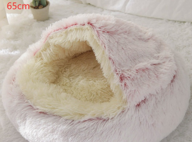 2 in 1 Round Plush Pet Bed for Cats & Dogs – Ultra Soft, Warm, and Cozy Winter Sleeping House