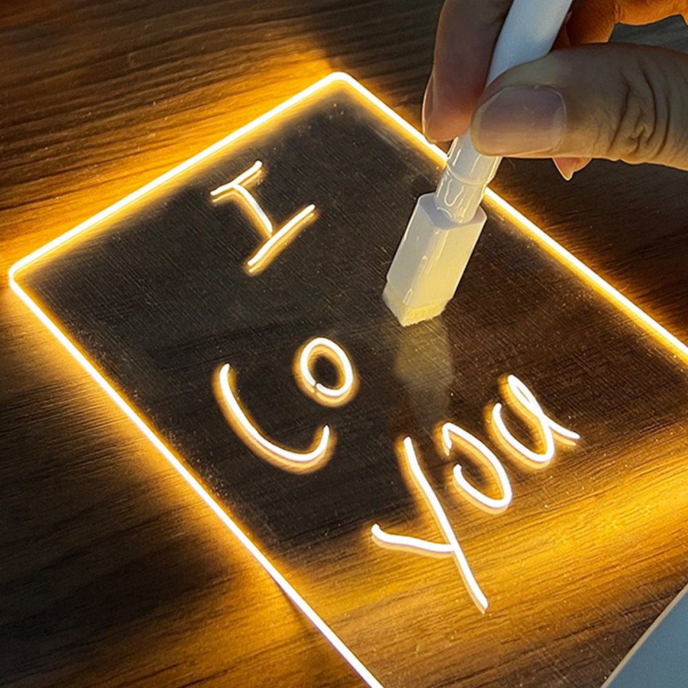 Creative Note Board Decoration Night Lamp - USB LED Message Board Night Light Creative Acrylic Notepad Lamp with Pen for Notes & Reminders