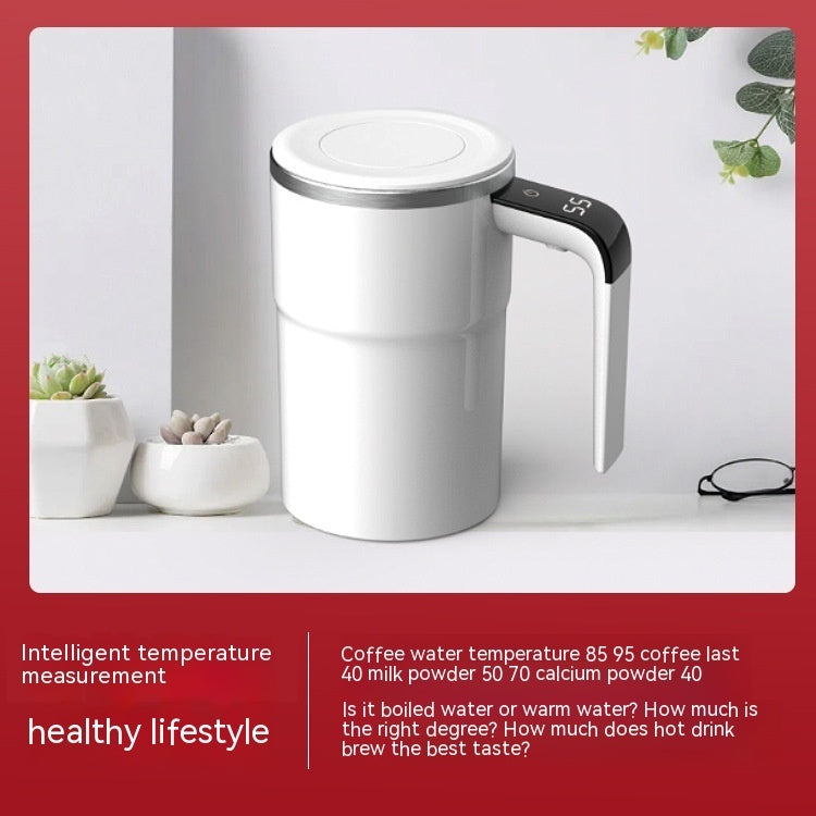 Electric Coffee Mug - Self Stirring Coffee Mug - USB Rechargeable Automatic Magnetic Cup IP67 Waterproof Food-Safe Stainless Steel - Cup with LCD Temperature Display