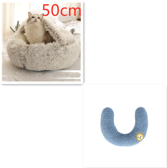 2 in 1 Round Plush Pet Bed for Cats & Dogs – Ultra Soft, Warm, and Cozy Winter Sleeping House