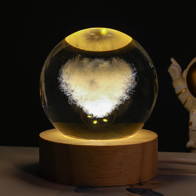 Moon Crystal Ball - 3D Crystal Ball Night Light – Luminous Starry Sky & Planets Projection moon Lamp