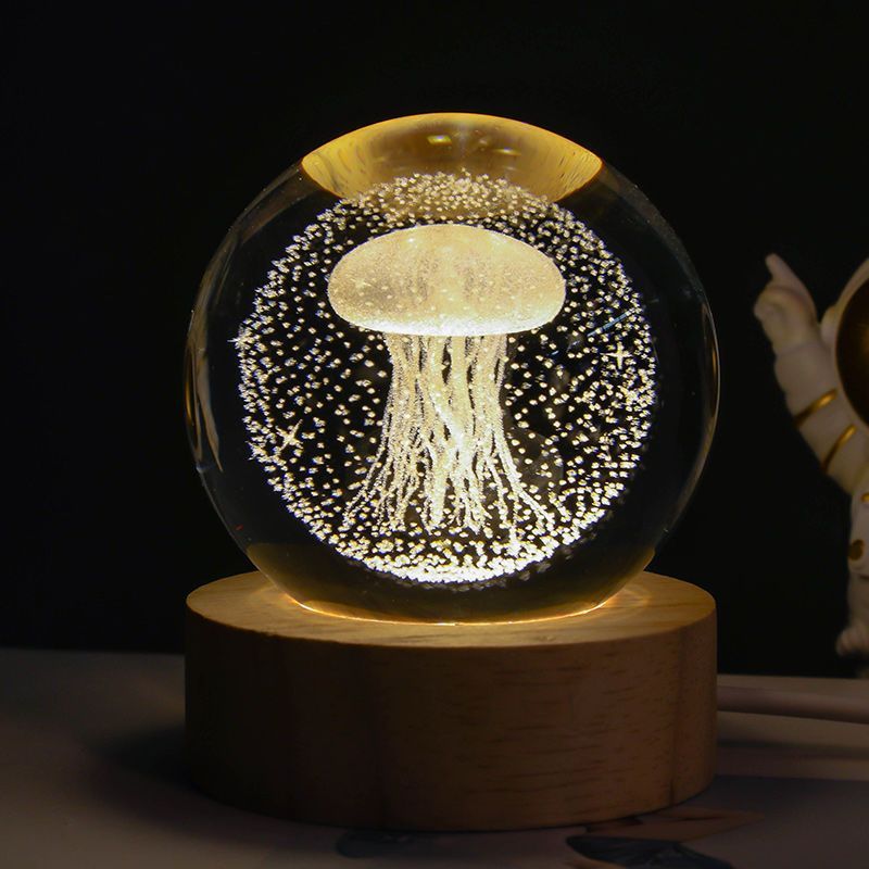 Moon Crystal Ball - 3D Crystal Ball Night Light – Luminous Starry Sky & Planets Projection moon Lamp