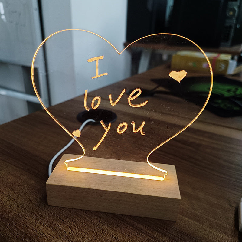 Creative Note Board Decoration Night Lamp - USB LED Message Board Night Light Creative Acrylic Notepad Lamp with Pen for Notes & Reminders