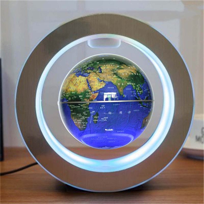 Round LED World Map Floating Globe Magnetic Levitation Light Anti Gravity Magic - Magnetic Levitating LED Globe – Floating World Map with Rotating Display