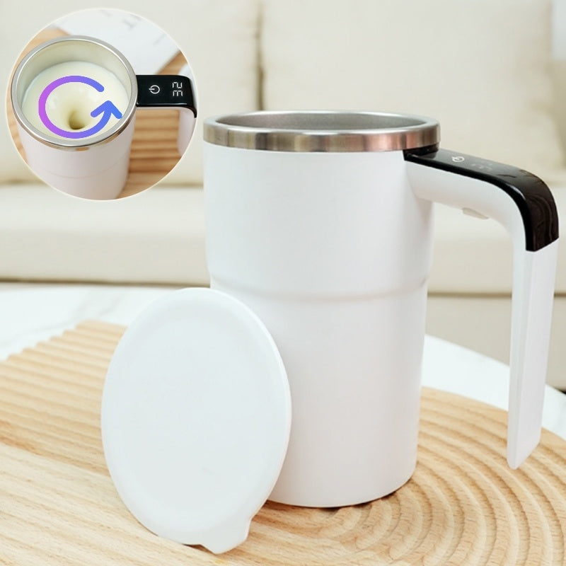 Electric Coffee Mug - Self Stirring Coffee Mug - USB Rechargeable Automatic Magnetic Cup IP67 Waterproof Food-Safe Stainless Steel - Cup with LCD Temperature Display