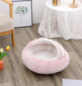 2 in 1 Round Plush Pet Bed for Cats & Dogs – Ultra Soft, Warm, and Cozy Winter Sleeping House