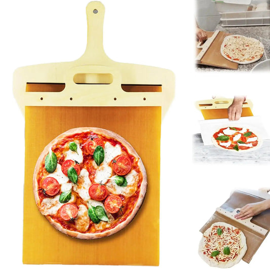 Kitchen Gadgets Sliding Pizza Shovel Non Stick Pizza - Premium Non Stick Sliding Pizza Peel - Smooth Transfer Cutting Board for Baking