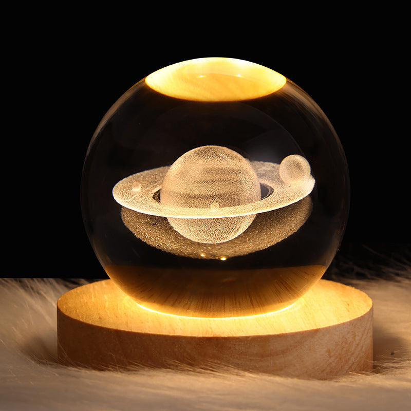 Moon Crystal Ball - 3D Crystal Ball Night Light – Luminous Starry Sky & Planets Projection moon Lamp