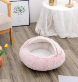 2 in 1 Round Plush Pet Bed for Cats & Dogs – Ultra Soft, Warm, and Cozy Winter Sleeping House