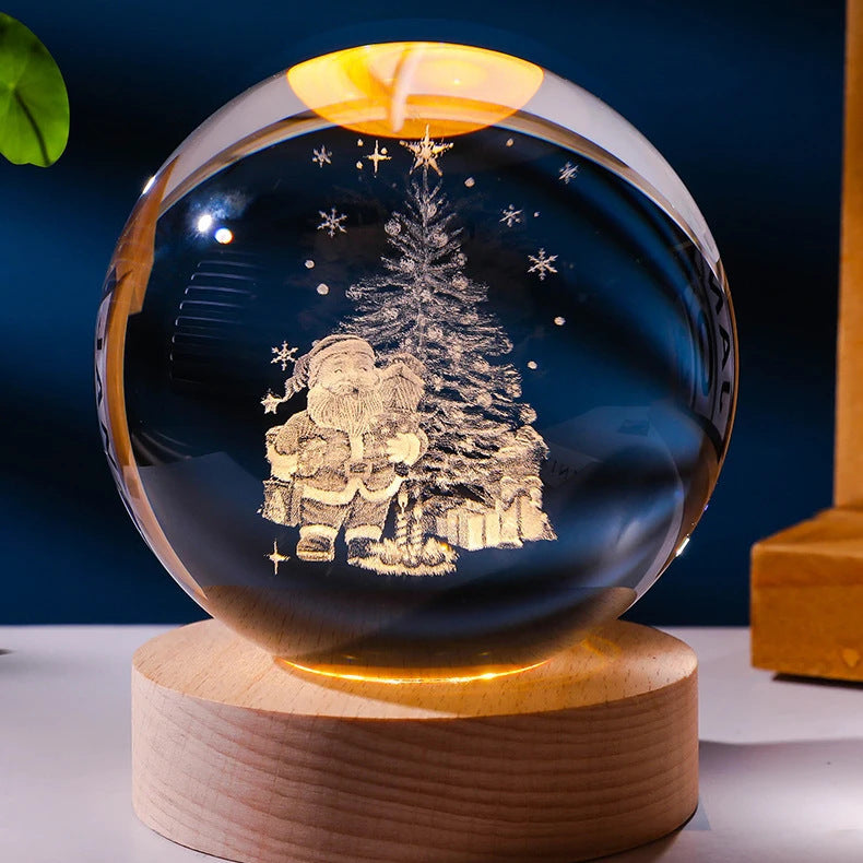 Moon Crystal Ball - 3D Crystal Ball Night Light – Luminous Starry Sky & Planets Projection moon Lamp